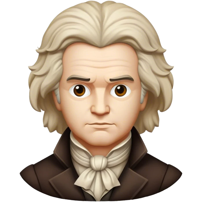Cinematic Realistic Beethoven Pop Culture Emoji, featuring an evocative portrayal of the legendary composer rendered with delicate textures and emotive lighting. emoji