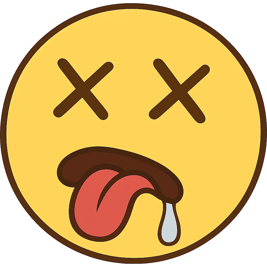 yellow face with crossed eyes, tongue out, drooling, drunk expression, remove background emoji