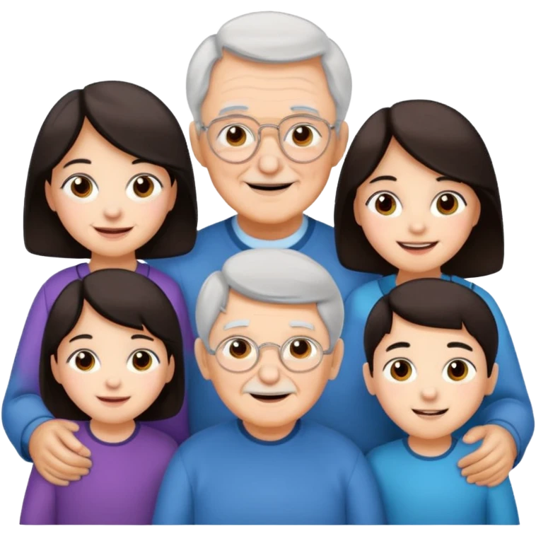 All white grandma and grandpa with 2 girls and 2 boys. The kids should have dark hair emoji