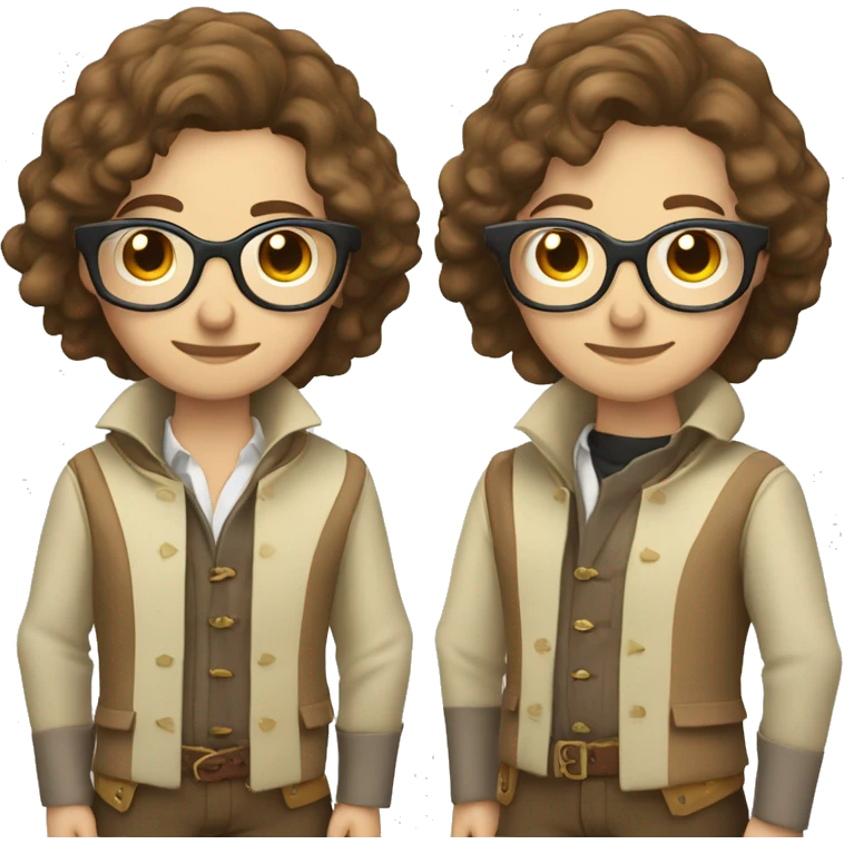 Musketeer beige jacket short brown hair garden glasses emoji