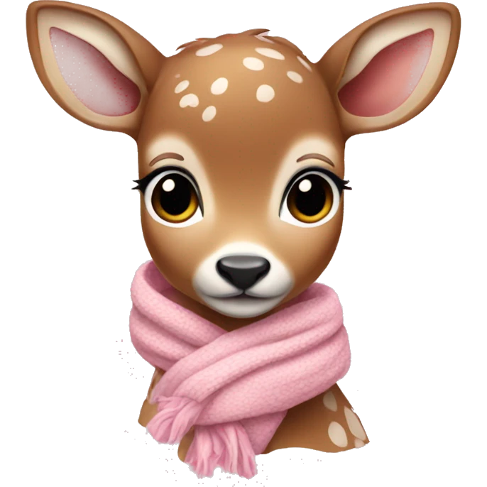 Fawn wearing baby pink scarf emoji