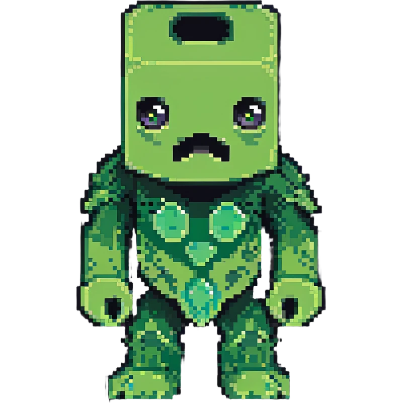 Minecraft Creeper with slightly chibi proportions in pixel art style emoji