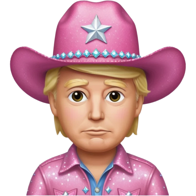 Donald trump wearing a pink sparkly cowboy hat  emoji