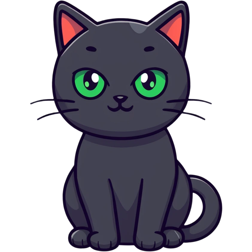 Black cat with green eyes that looks high as hell emoji