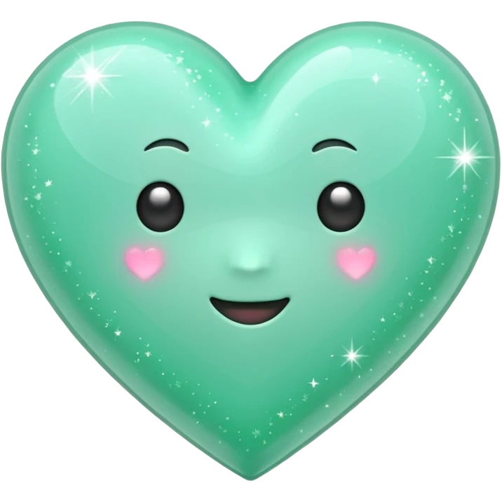 mint green heart with bright sparkles emoji
