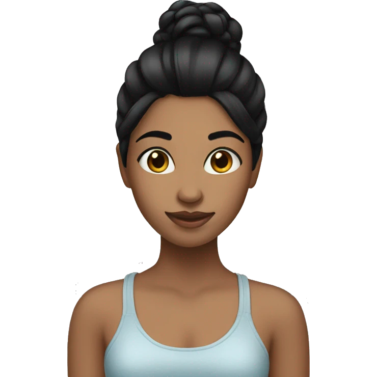 Girl, straight black hair, highlights emoji