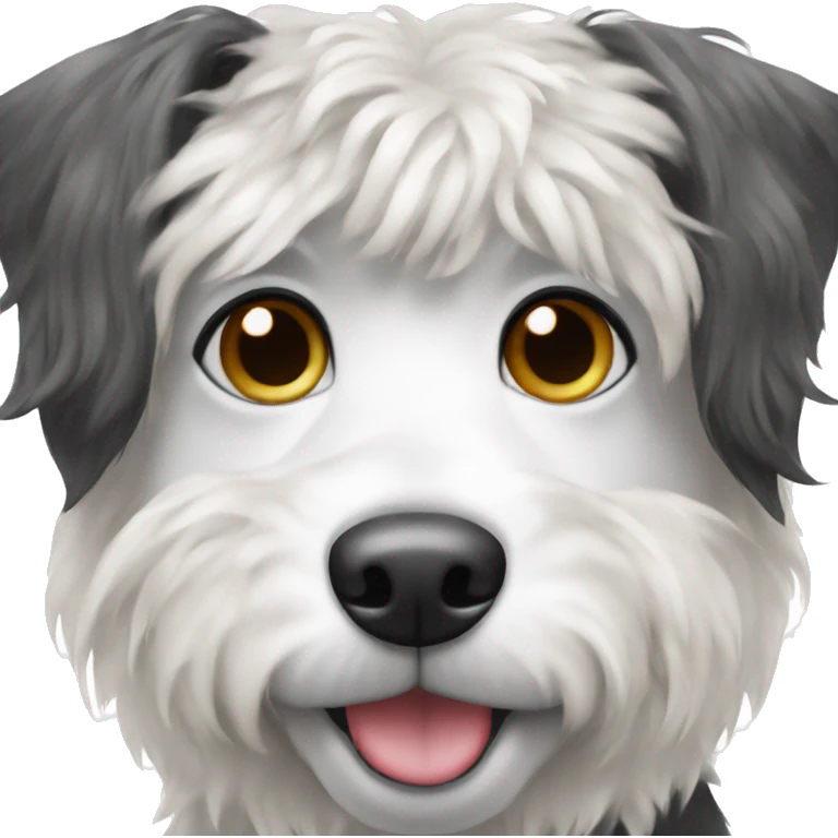 Black and white dog with a wig emoji