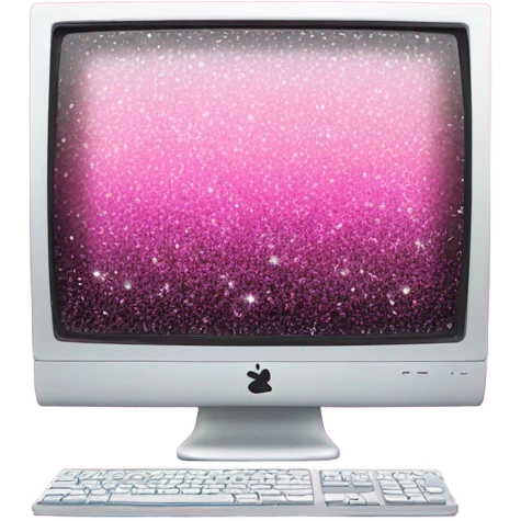 Pink ombre pc monitor with keyboard and glitter emoji