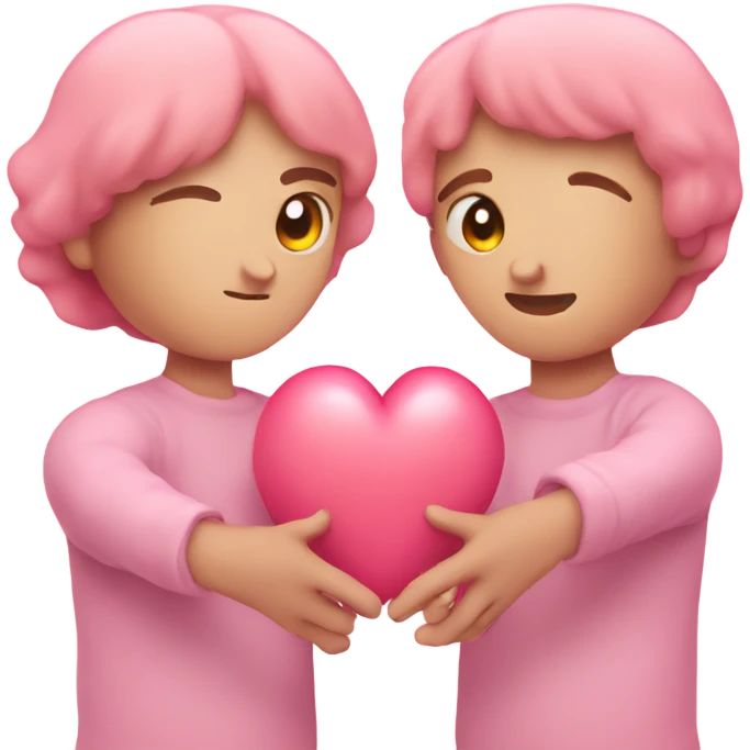 Lovers with heart pink pastel in hands emoji