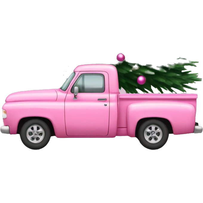 Pink pickup with Christmas tree  emoji