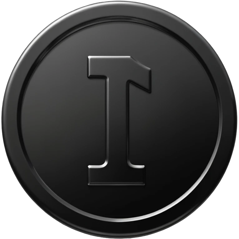 Emoji icon of a black coin with engraved number 1, minimalist style, isolated emoji