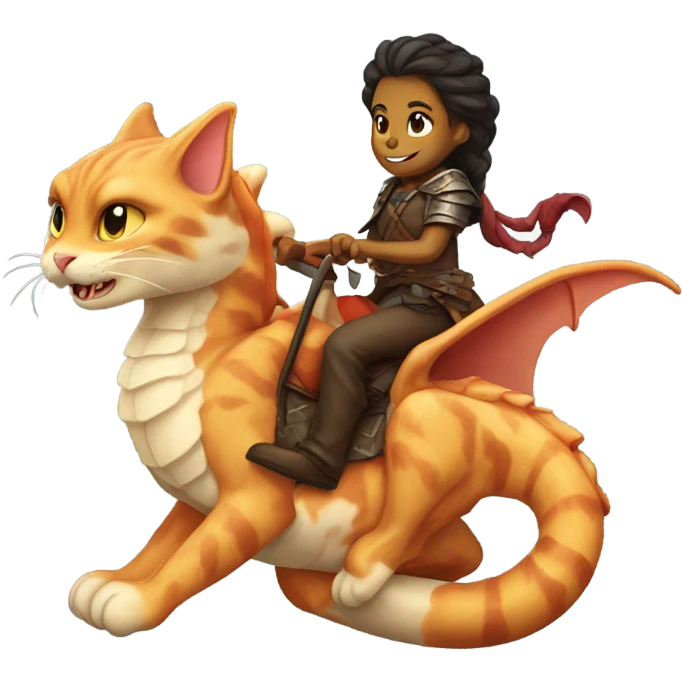 Calico cat riding a dragon  emoji