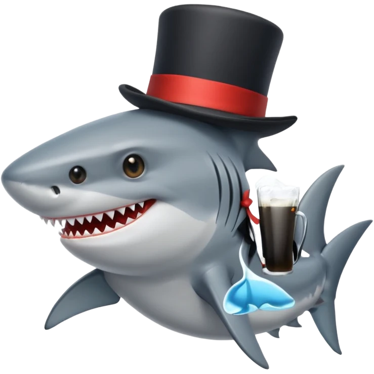 Shark with a top hat emoji