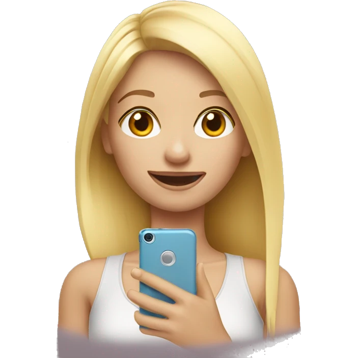 blonde girl taking selfie emoji