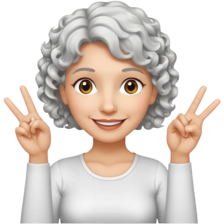 silver, short, wavy-haired with curls, smiling pretty lady, index/middle fingers crossed on right hand

 emoji