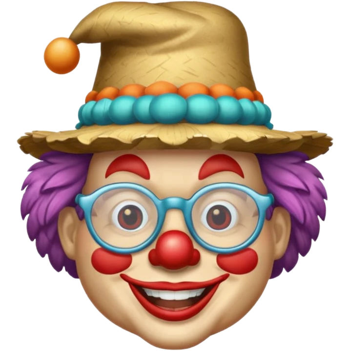 Clown feathered hat with glasses emoji