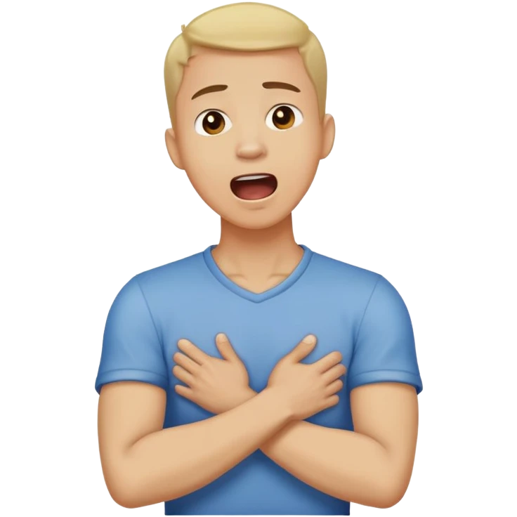 Man crossing his arms holding his neck and screaming  emoji