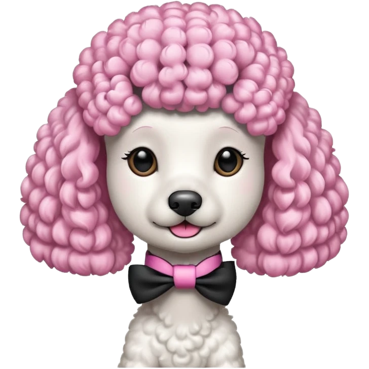 Crie um poddle com um laço rosa estilo ios emoji