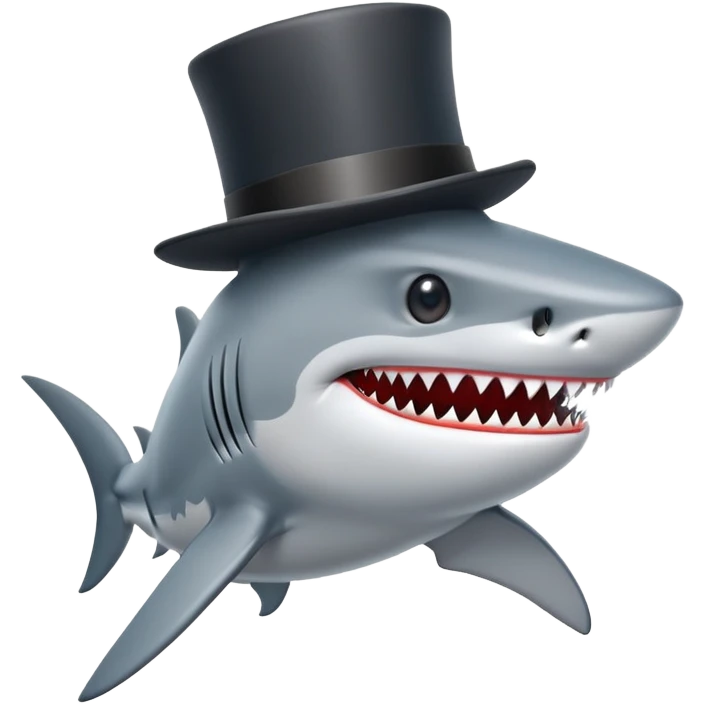 Shark with a top hat emoji