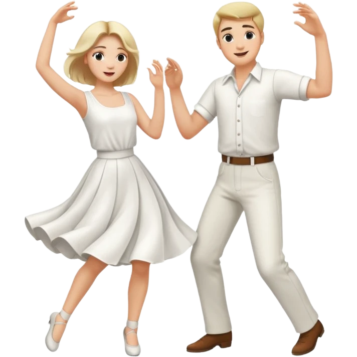 Man and woman dancing white emoji