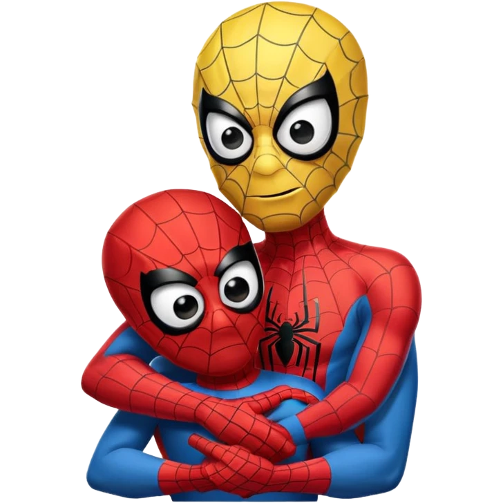 spangebob with spiderman hugging emoji