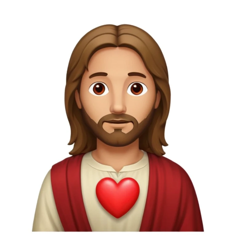 Jesus Cristo com um coração vermelho no peito  emoji
