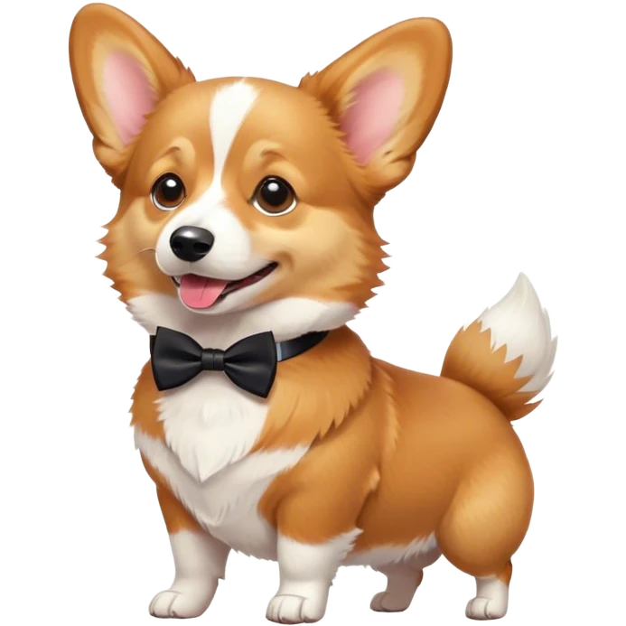 Corgi with a bowtie playing with the ball emoji