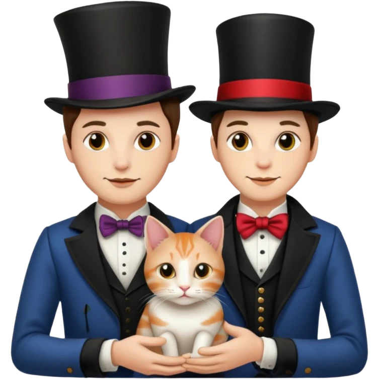 magician couple and their pet cat emoji