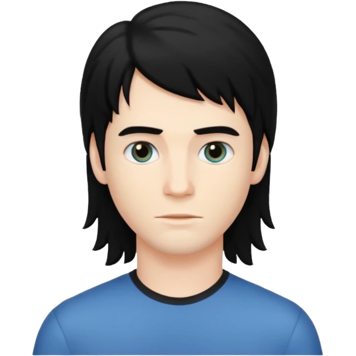 A young man with mullet black hair. emoji