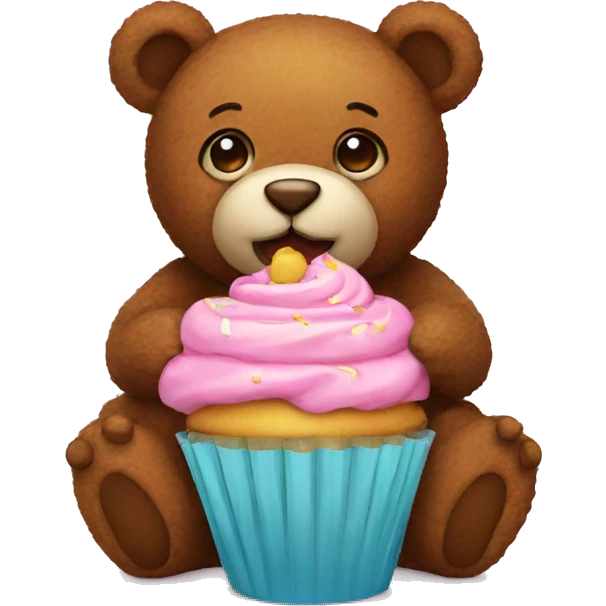 Teddy eating cupcake  emoji