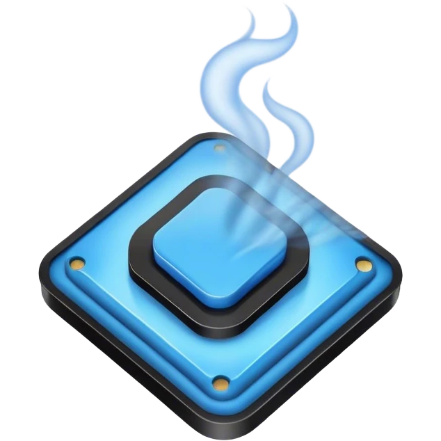 blue smoke coming out of a black microchip emoji