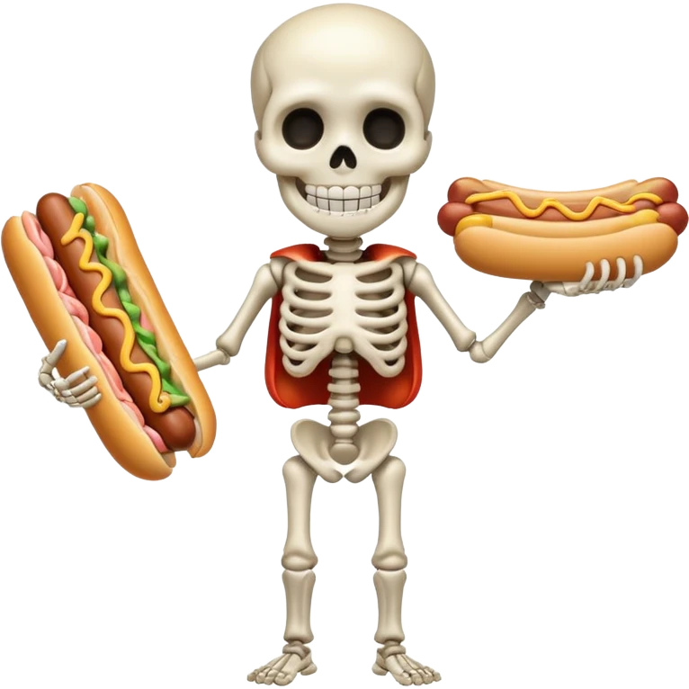 kid skeleton holding hot dog emoji