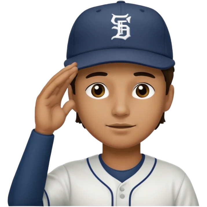 Baseball player tan skin hat saluting black under eye emoji