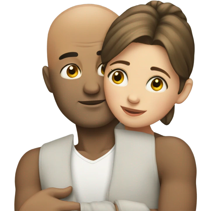 Bald man hugging a girl emoji