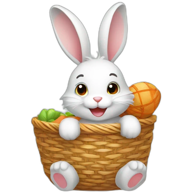Happy rabbit with a basket emoji