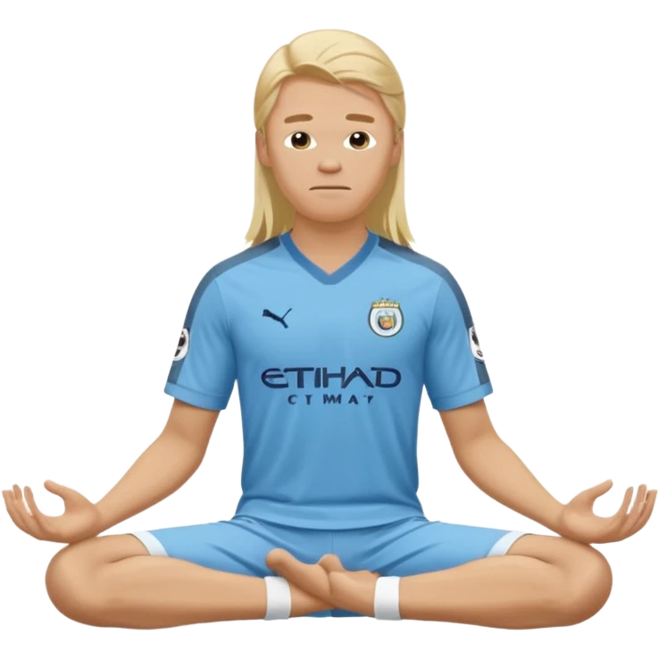 Erling Haaland long hair doing the lotus position Manchester city  emoji