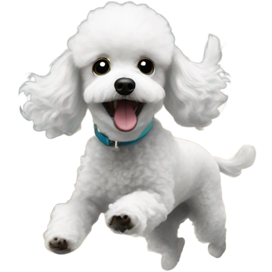 Small white poodle being swept away by a tornado emoji