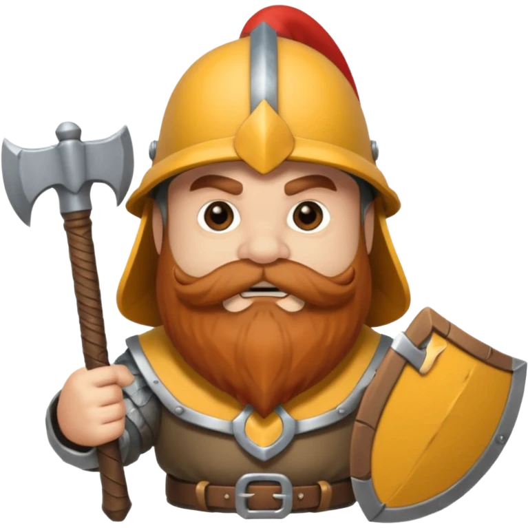 gimli the dwarf, brown beard, gray metal helmet, battle axe emoji