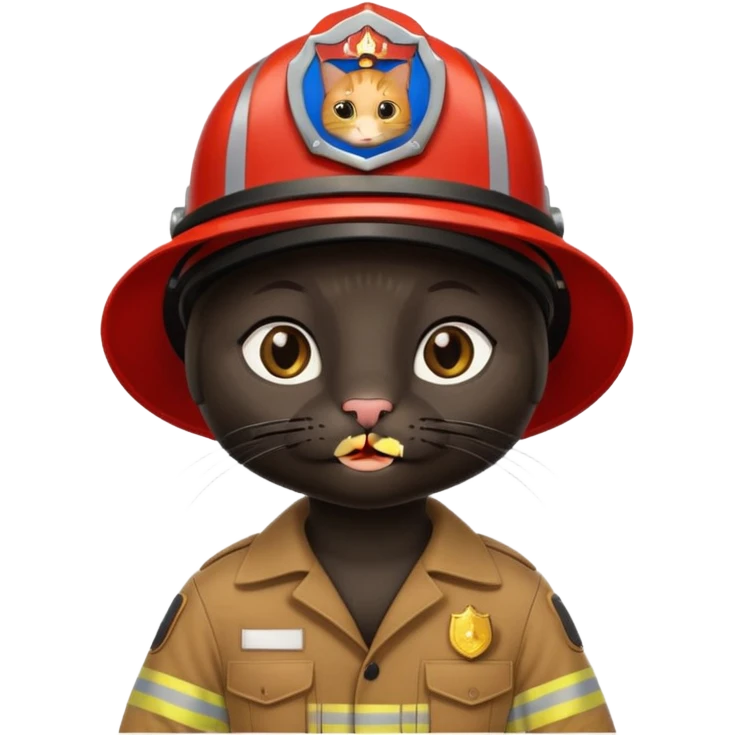 Fireman black Cat, brown cloth emoji