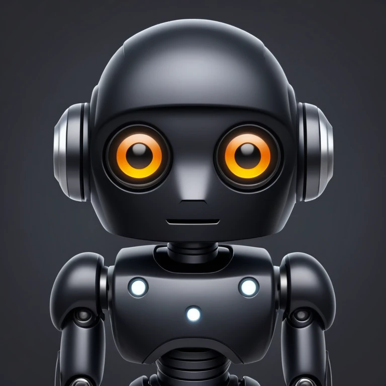 black robot with white led eyes, red background emoji