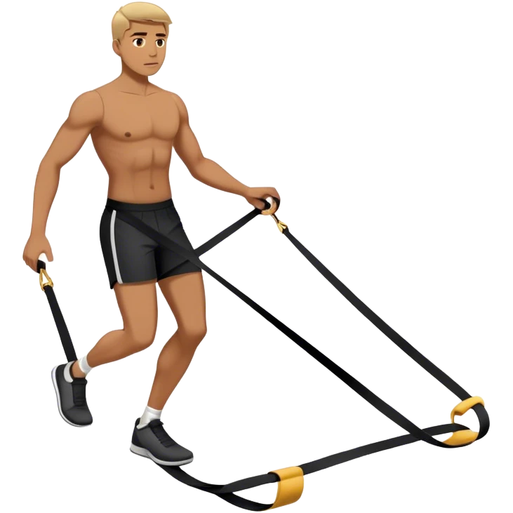 man stepping on resistance band emoji
