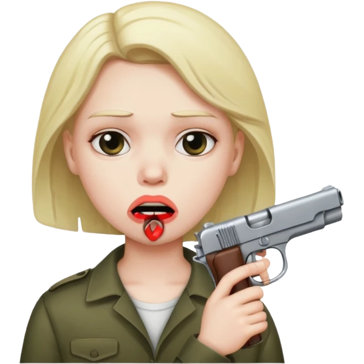 gun in sad emojis mouth emoji