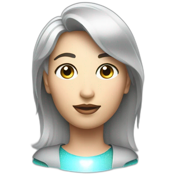 Siri Ai assistant personified. Androgynous. RGB hologram projection emoji