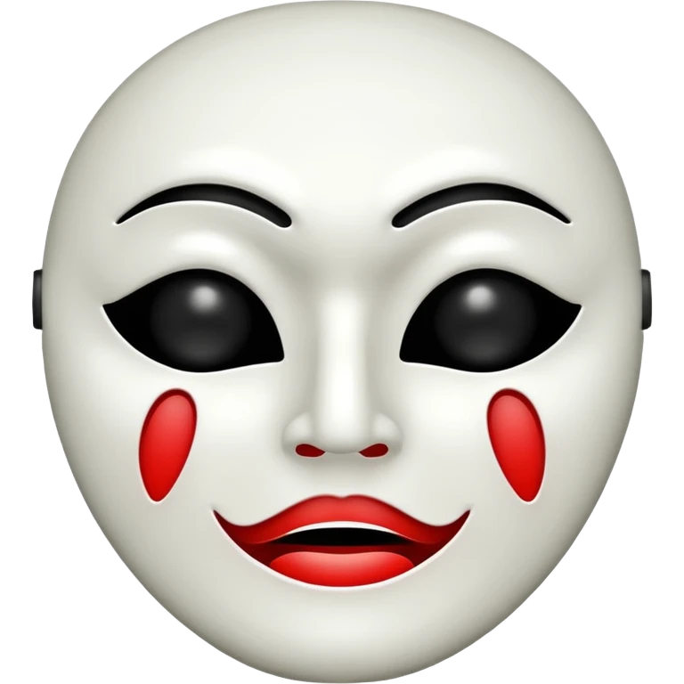 Half happy half sad face, white theater mask with hollow mouth and hollow eyes emoji