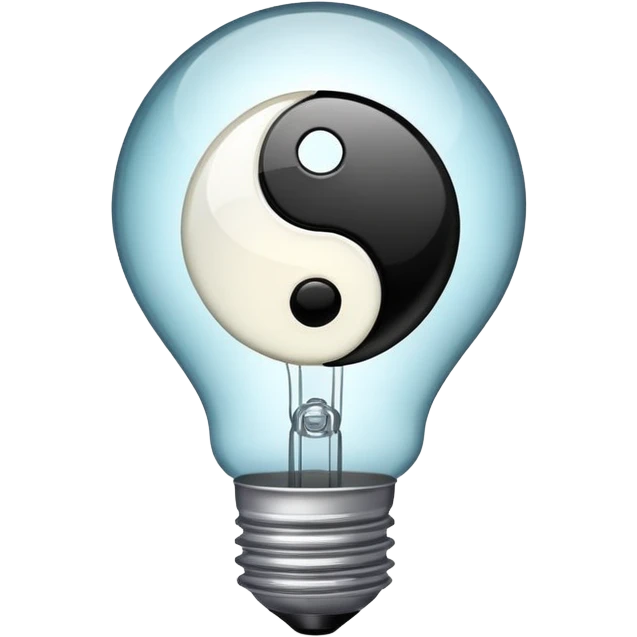 lightbulb with yin-yang inside, representing balanced thinking emoji
