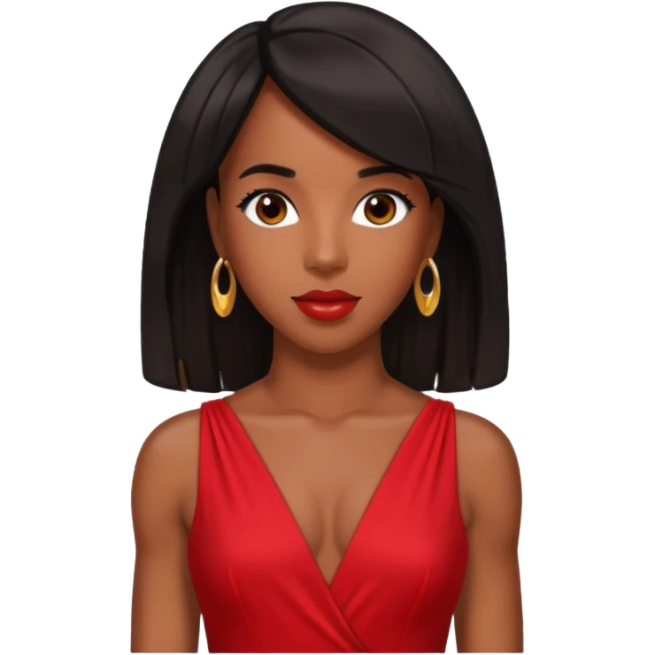 Kelly Rowland black hair, red outfit emoji