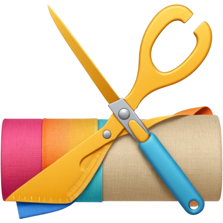 rolled fabric with scissors emoji