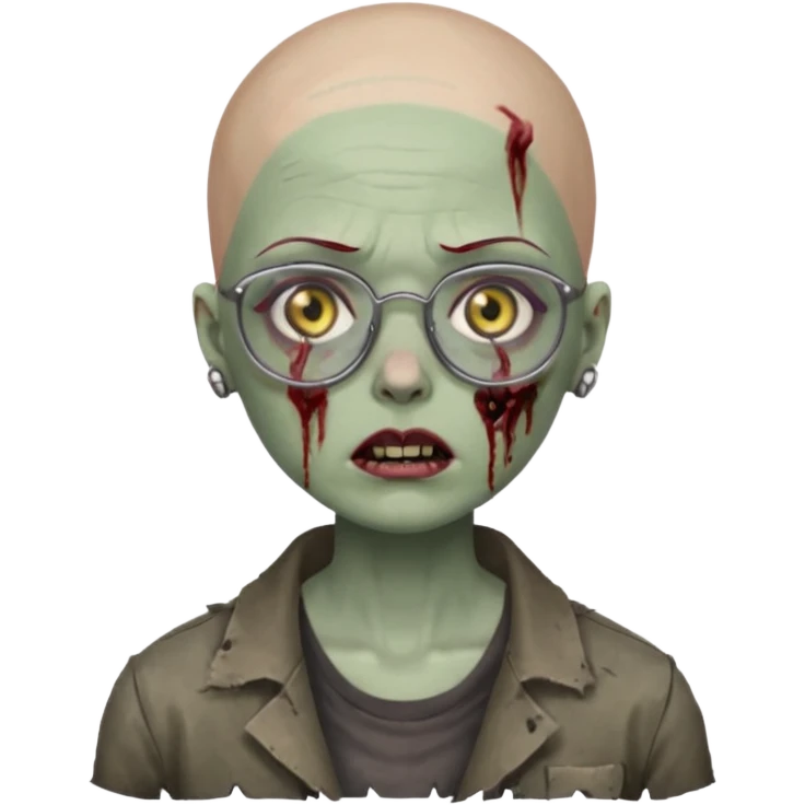 bald woman zombie with glasses emoji