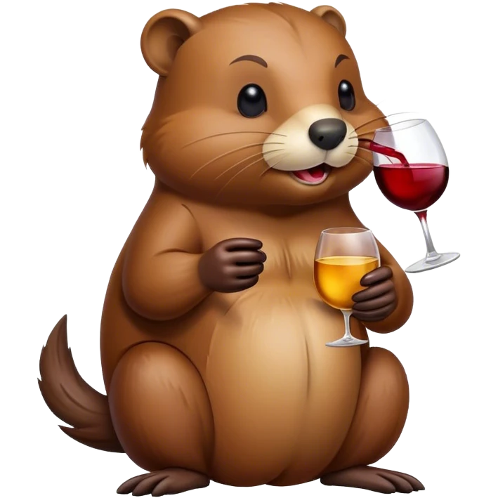 Beaver with wine emoji