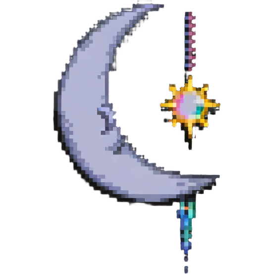 crescent moon in pixel art style emoji